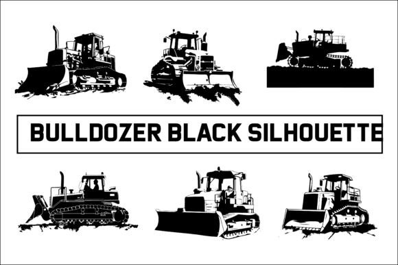 Black New Bulldozer Silhouette Vector for Creative Projects