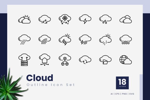 Cloud Outline Icons: Versatile Vector Design