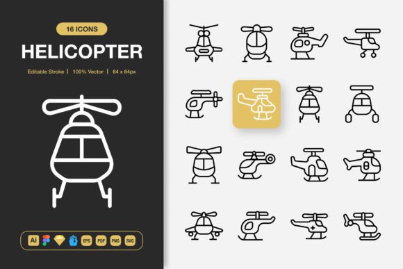 Helicopter Icons for Modern Graphic Design Projects